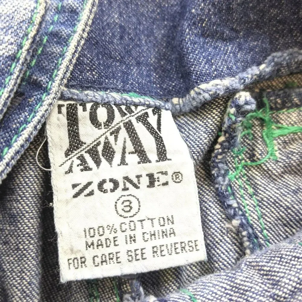 Vintage 90s Tow Away Zone Shortalls Unisex Children's Size 2-3T Denim Overalls